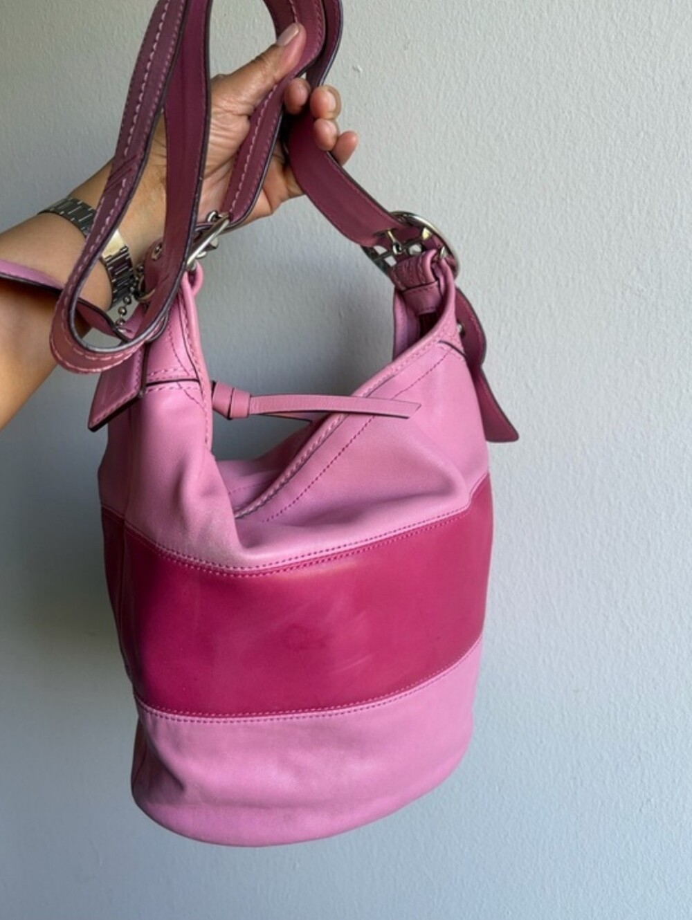 Coach Rugby Stripes Bleecker Bucket Shoulder Bag - Picture 6 of 12